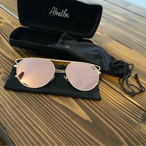 Gold Frame Sunglasses with Pink Lenses